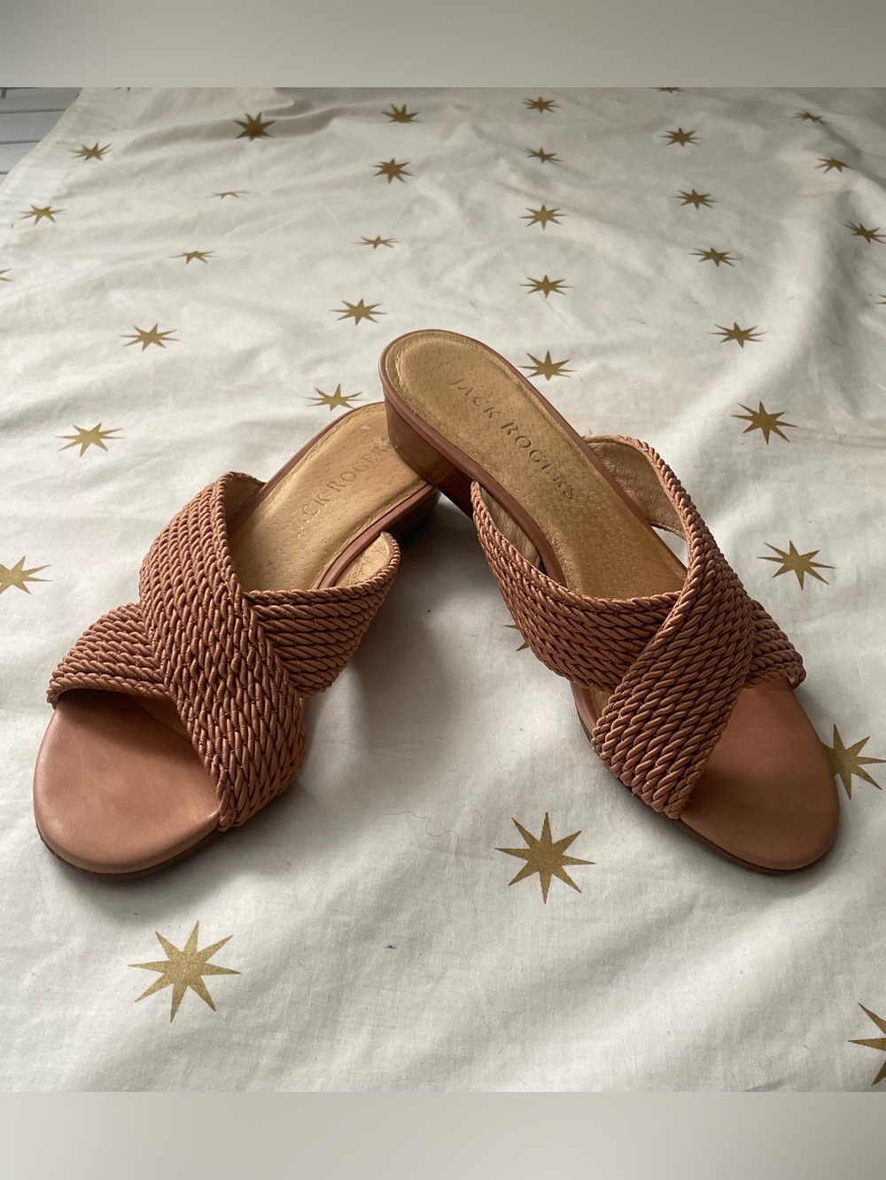 Jack Rogers Rope Dolphin Mini-Wedge Slide Sandals Cafe Au Lait